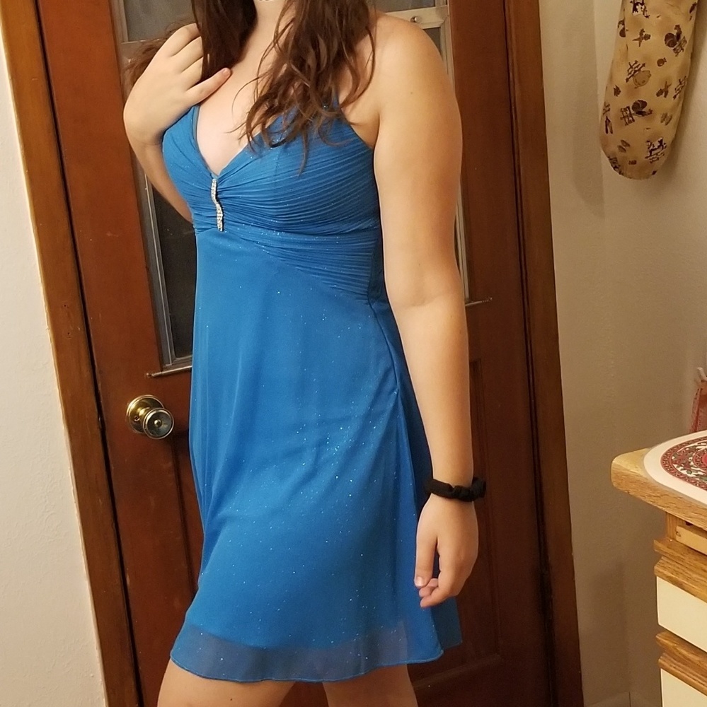 Blue cross back dress